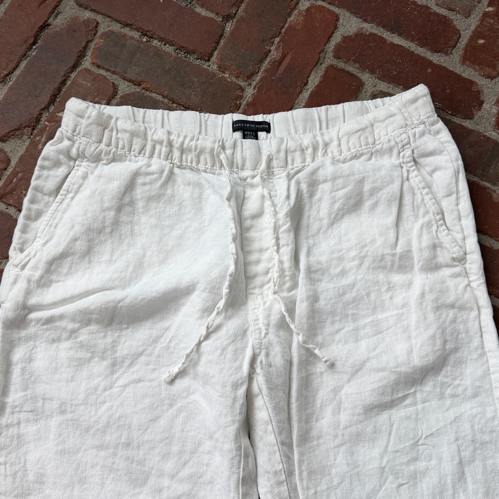 Saks Fifth Avenue White Linen Pants - Picture 3 of 5